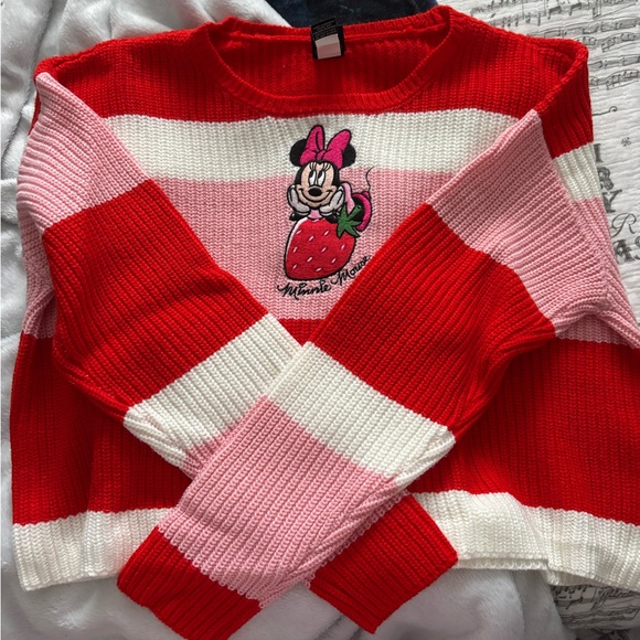Disney Red and Pink Striped Sweater - Picture 1 of 2